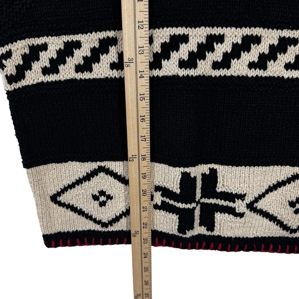 Ralph Lauren Hand Knit Sweater Vest L Black Fair Isle Southwestern Silk Linen